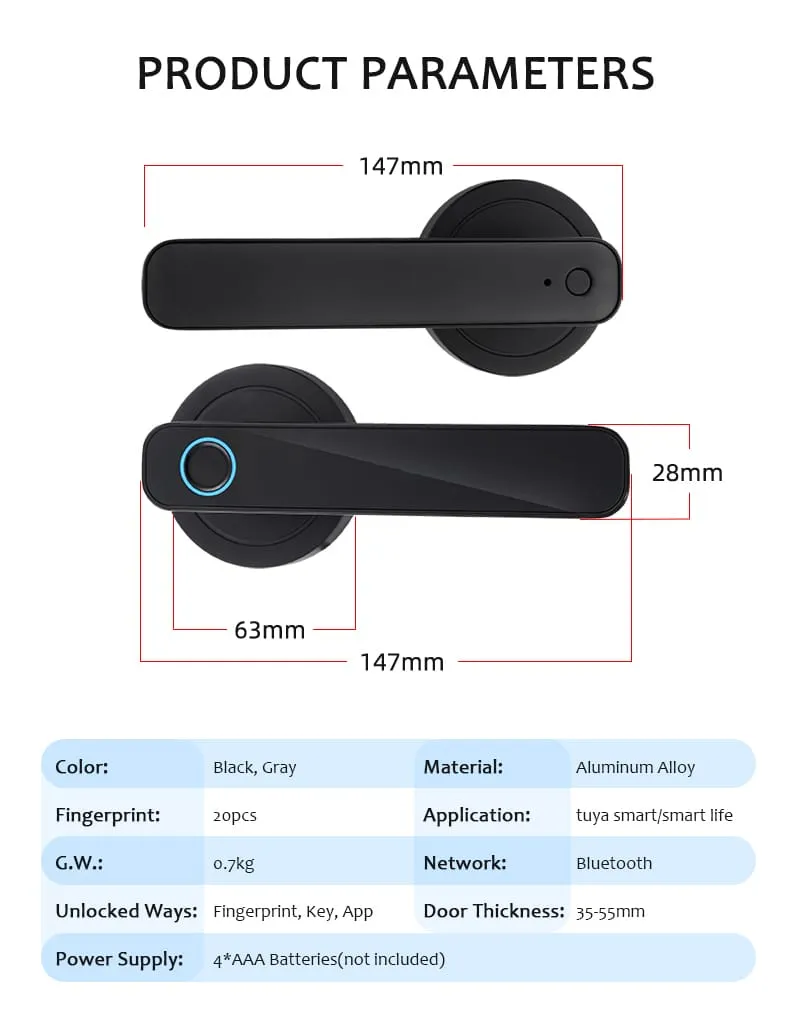 WAFU WF-F4 Fingerprint & Password Handle Lock — fingerprint password handle lock, dynamic password | detail image 11