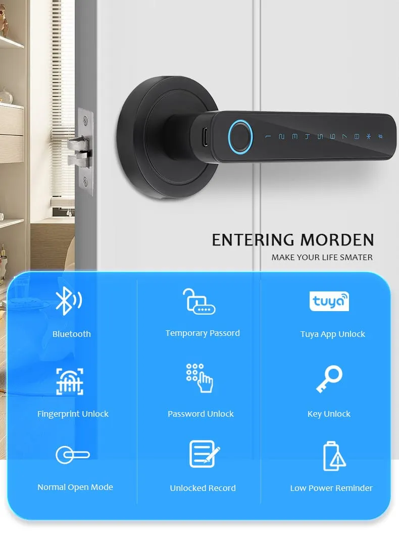 WAFU WF-F4 Fingerprint & Password Handle Lock — fingerprint password handle lock, dynamic password | detail image 2