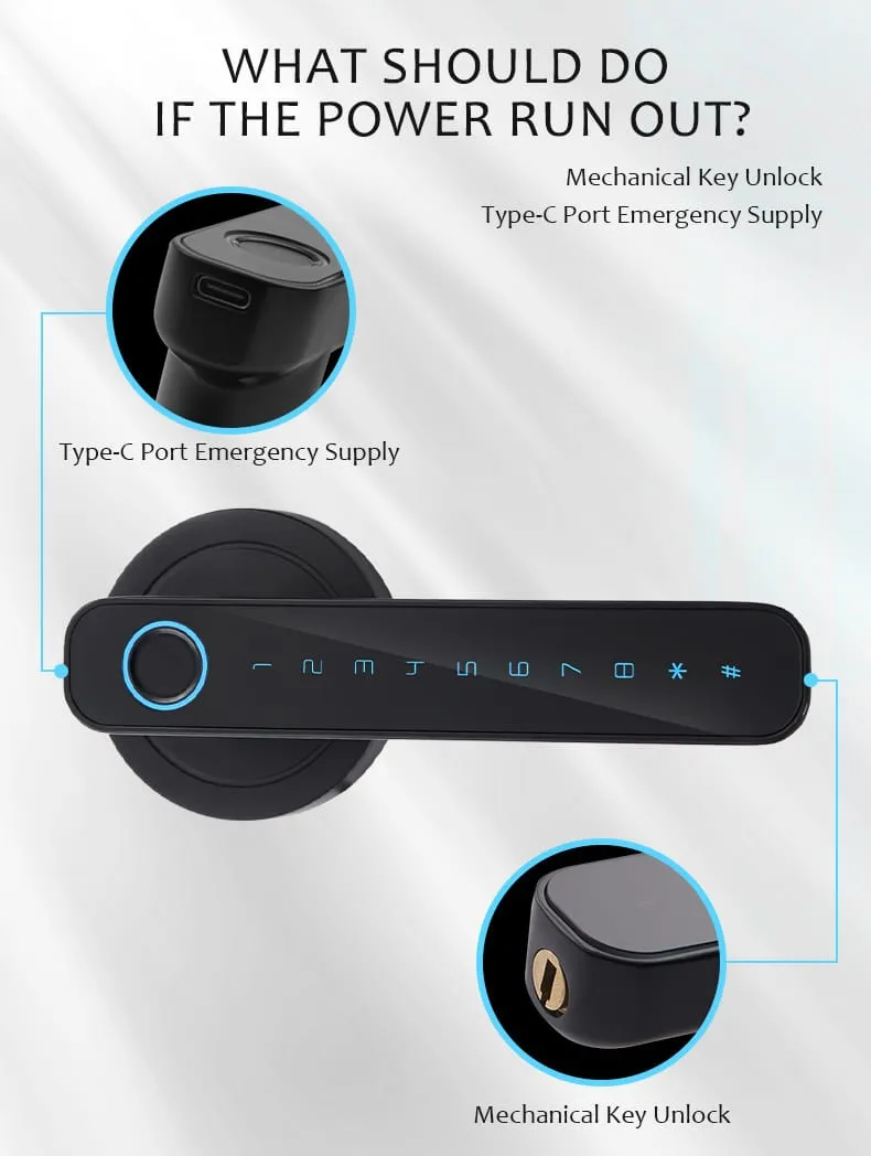 WAFU WF-F4 Fingerprint & Password Handle Lock — fingerprint password handle lock, dynamic password | detail image 6