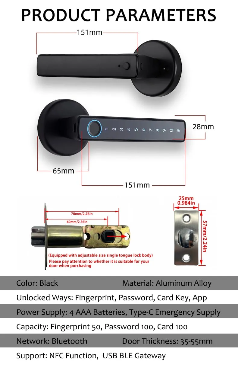 WAFU WF-F6 Fingerprint Handle Lock — fingerprint handle lock, Bluetooth door lock | detail image 19