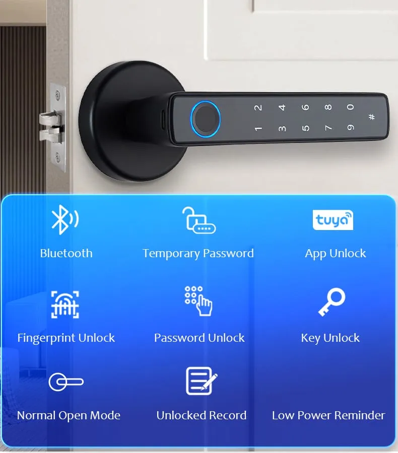 WAFU WF-F8 Fingerprint & Password Handle Lock — fingerprint password handle lock, large capacity | detail image 2