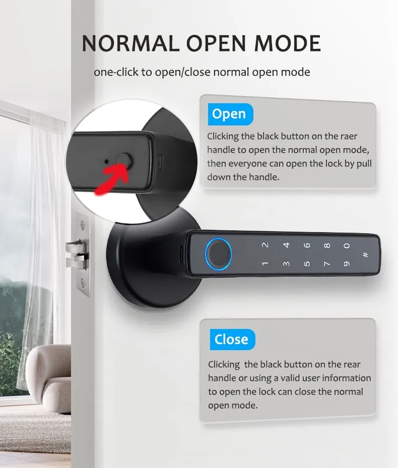 WAFU WF-F8 Fingerprint & Password Handle Lock — fingerprint password handle lock, large capacity | detail image 11