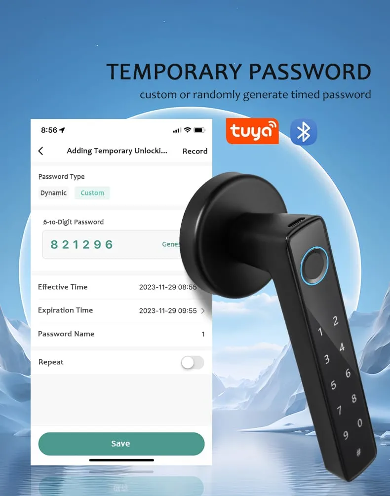 WAFU WF-F8 Fingerprint & Password Handle Lock — fingerprint password handle lock, large capacity | detail image 5