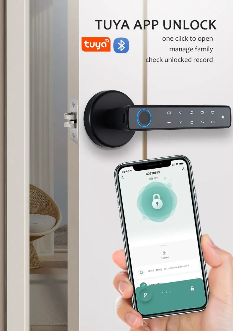 WAFU WF-F8 Fingerprint & Password Handle Lock — fingerprint password handle lock, large capacity | detail image 6