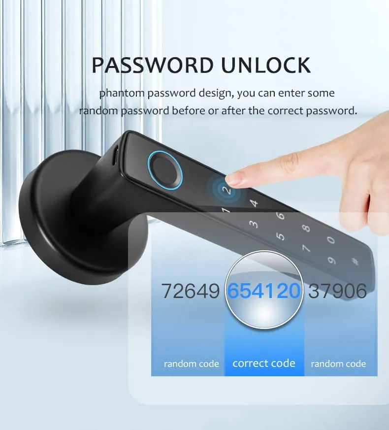 WAFU WF-F8 Fingerprint & Password Handle Lock — fingerprint password handle lock, large capacity | detail image 10