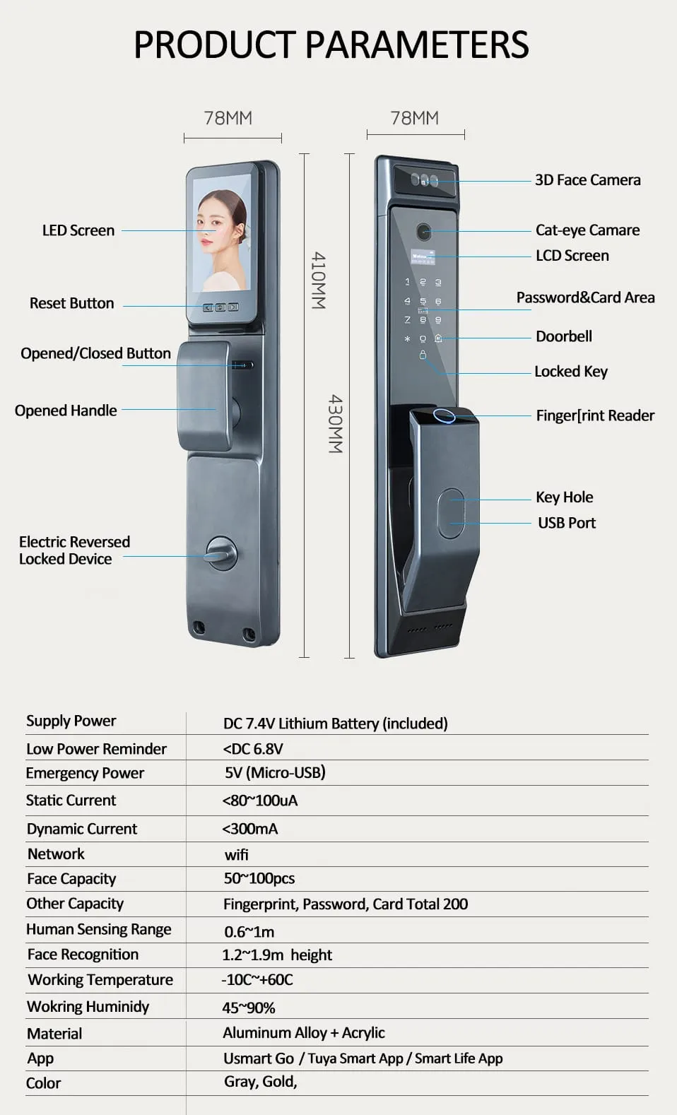 WAFU WF-MY4 3D Visual Peephole Lock — 3D face recognition, visual peephole lock | detail image 11
