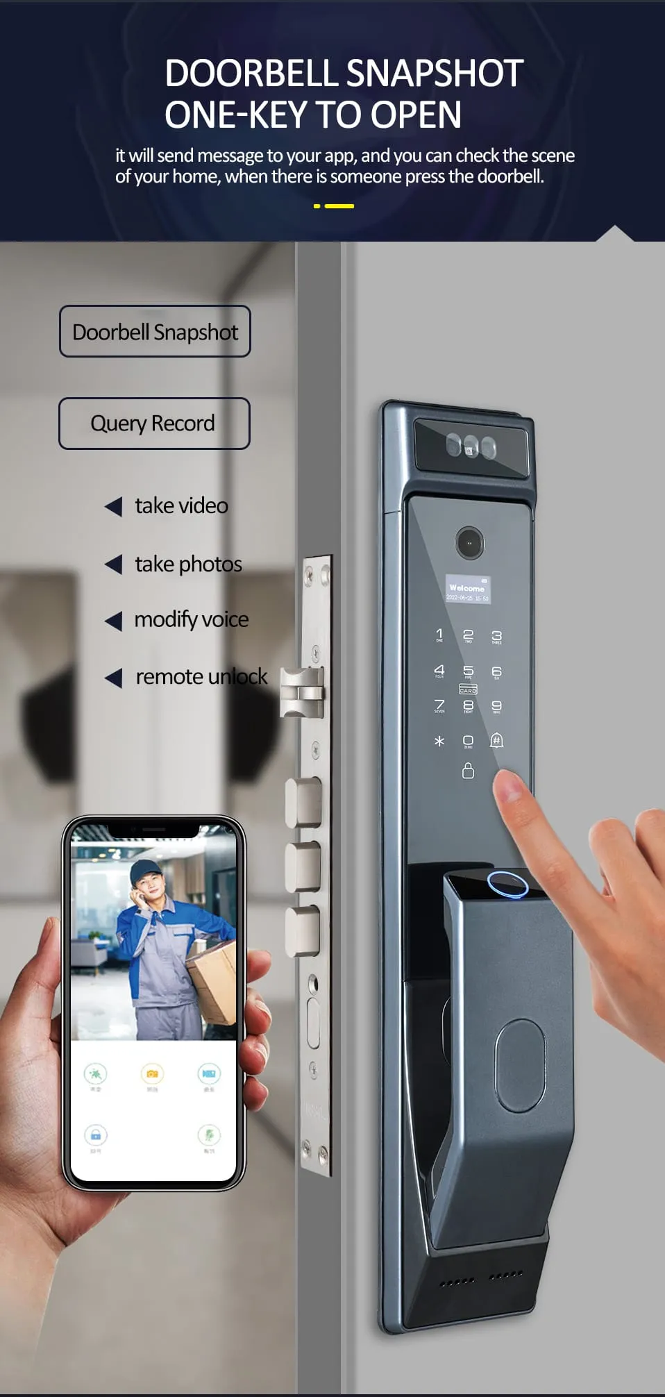 WAFU WF-MY4 3D Visual Peephole Lock — 3D face recognition, visual peephole lock | detail image 5
