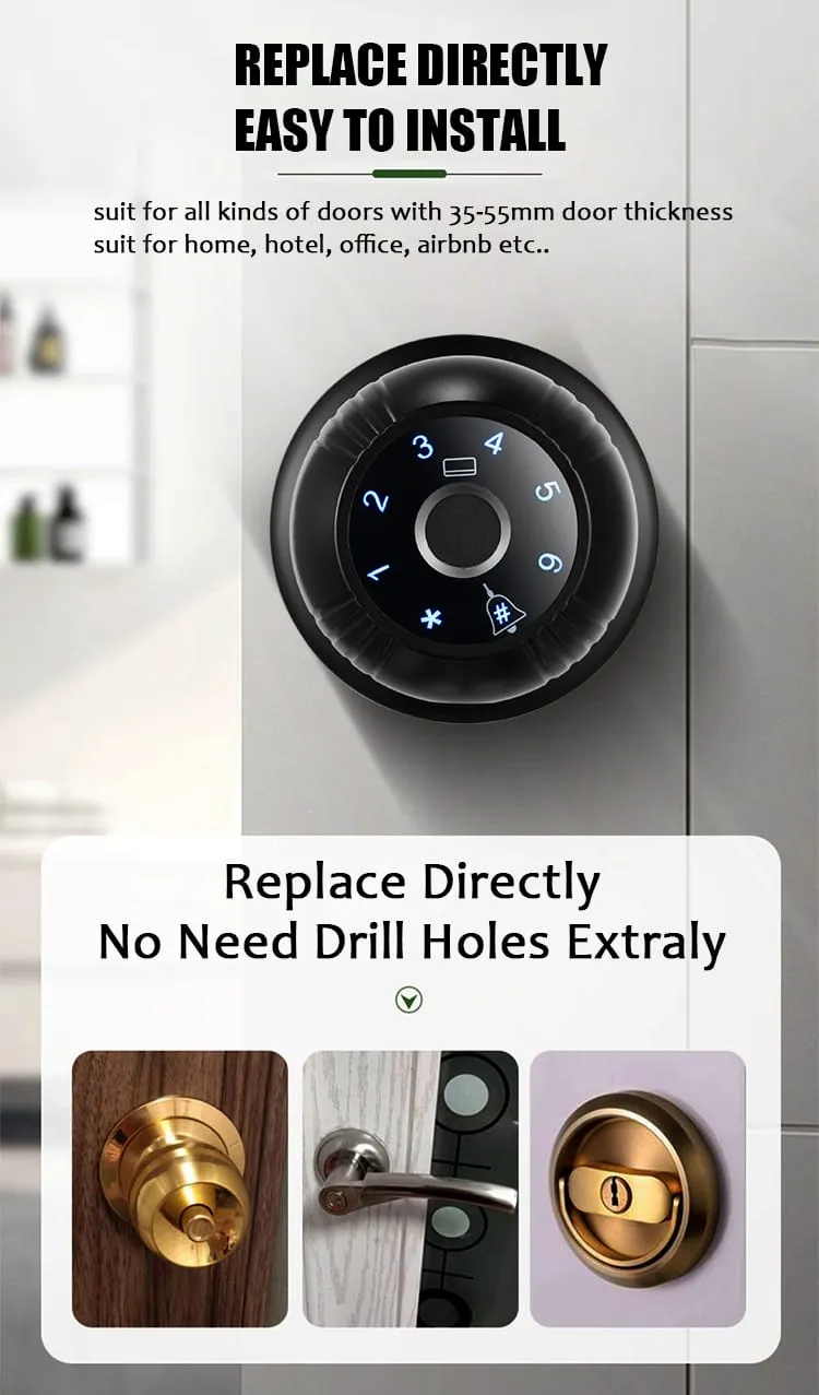 WAFU WF-Q7 Smart Ball Knob Lock — Smart Ball Knob Lock, modern minimalist | detail image 3