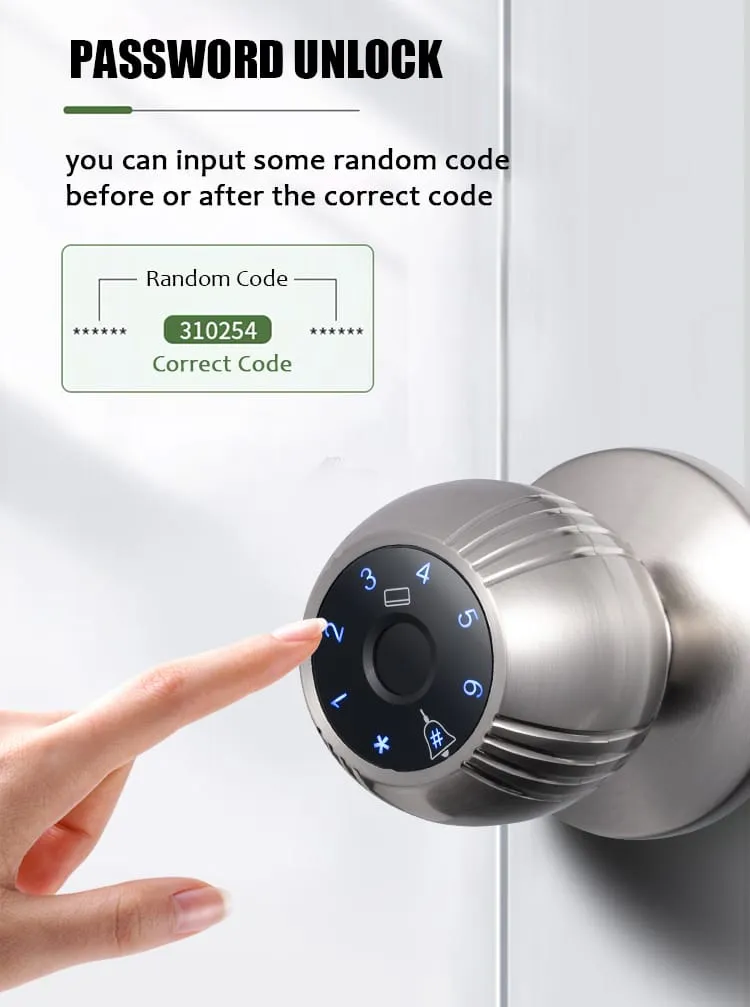 WAFU WF-Q7 Smart Ball Knob Lock — Smart Ball Knob Lock, modern minimalist | detail image 6