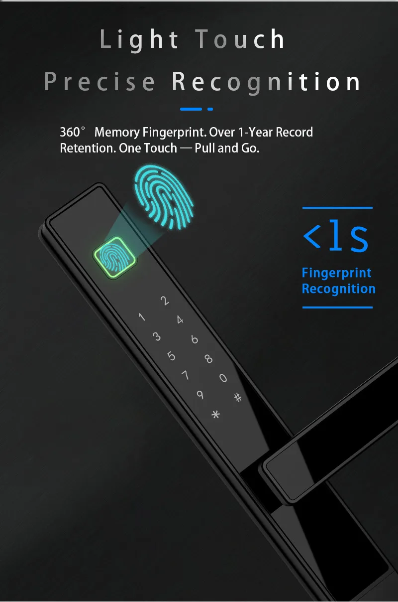 WAFU WF-V2 Thermal Break Aluminum Smart Lock — fingerprint under 1 second | detail image 6