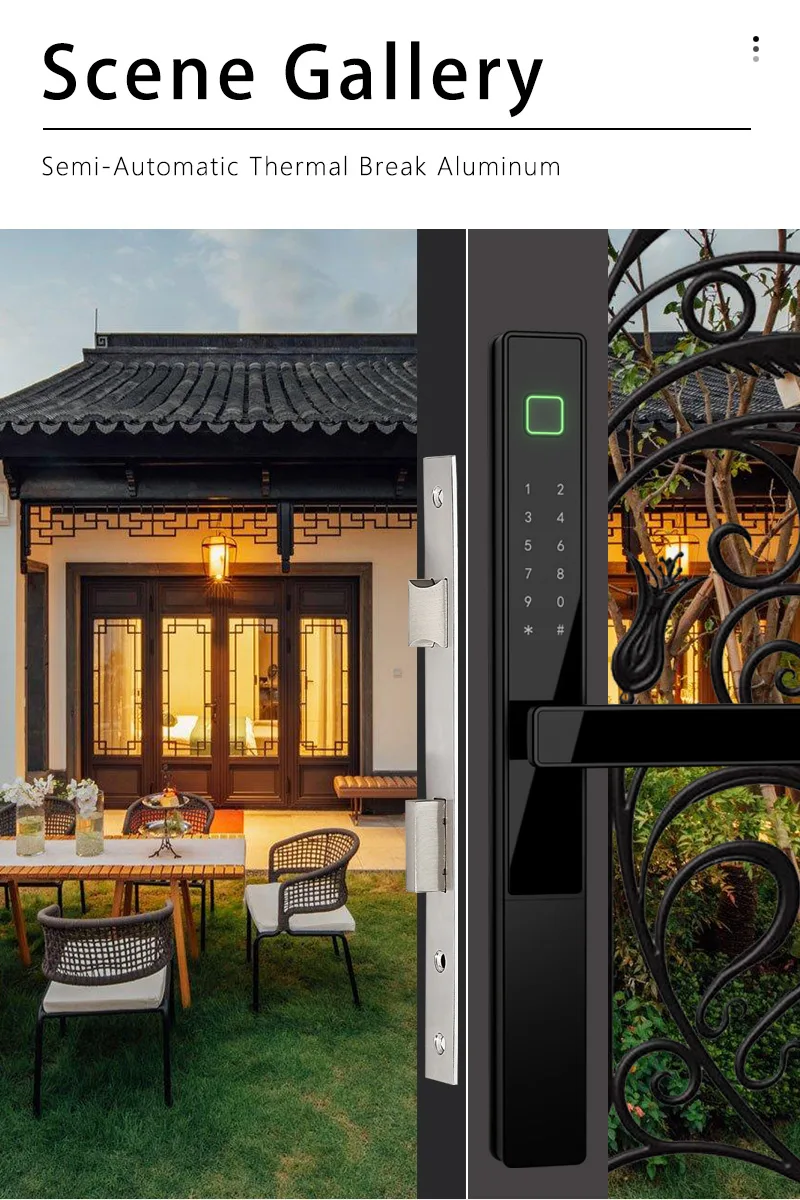 WAFU WF-V2 Thermal Break Aluminum Smart Lock — scene display on gate | detail image 11