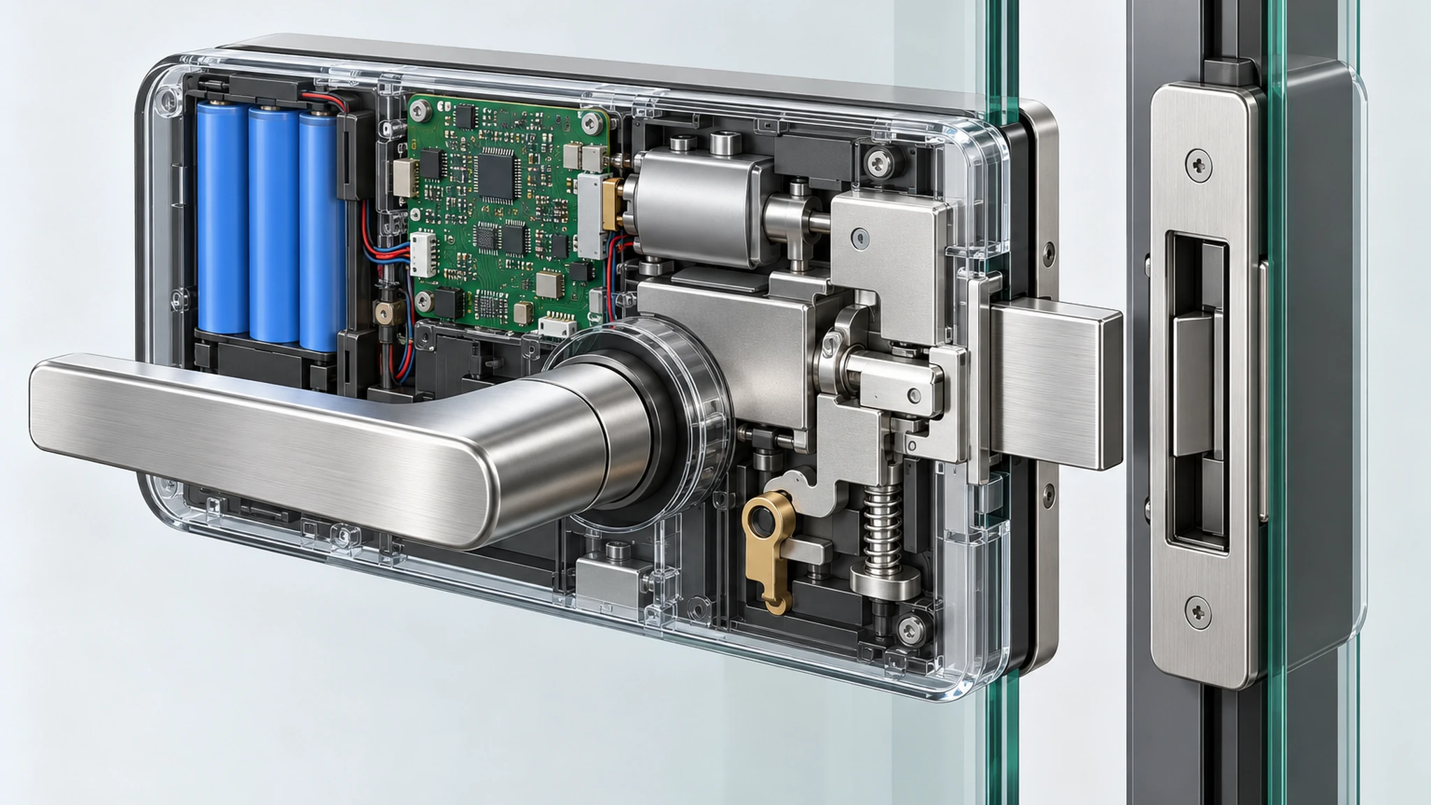 Architecture d’alimentation et d’accès d’urgence pour porte vitrée